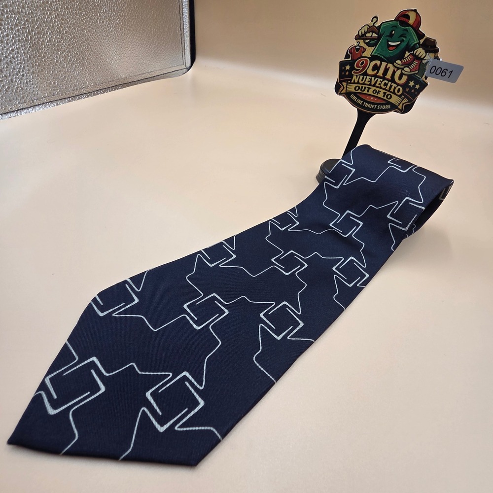 Giorgio Armani Mens Silk Tie Navy Blue White Geometric Abstract Made in‎ Italy